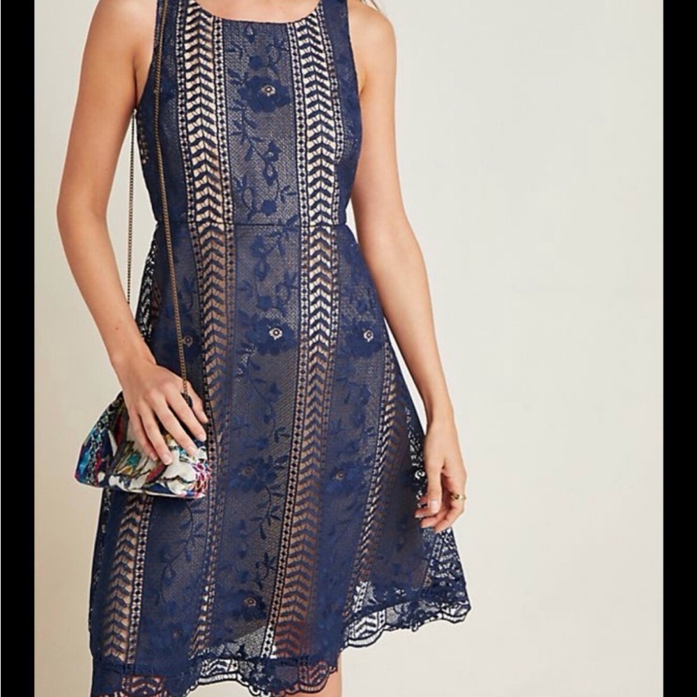 Anthropologie Georgia Navy Lace Midi Dress US12